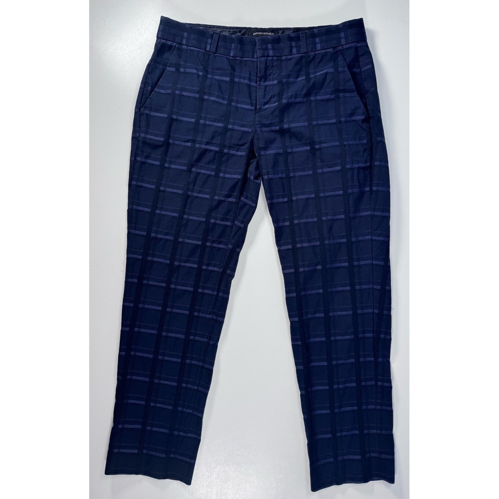 BANANA‎ REPUBLIC Avery Plaid Ankle Dress Pant Womens 2 Regular (29x25.5) Blue